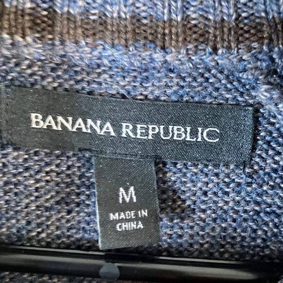 Banana Republic Mens Sweater Gray Knitted Mock Henley Neck Fine Wool Blend M - Picture 6 of 12